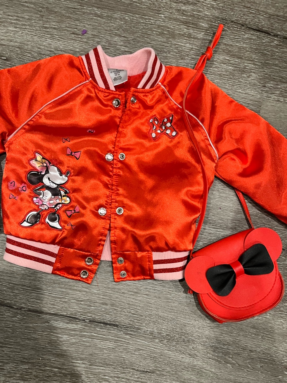 The Limited Red Satin Minnie Mouse Jacket with Bow Graphic